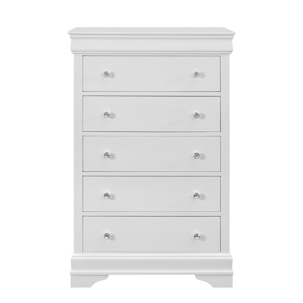 Global Furniture Usa Traditional Glam Croc Pompei Metallic White Chest 1444 - main